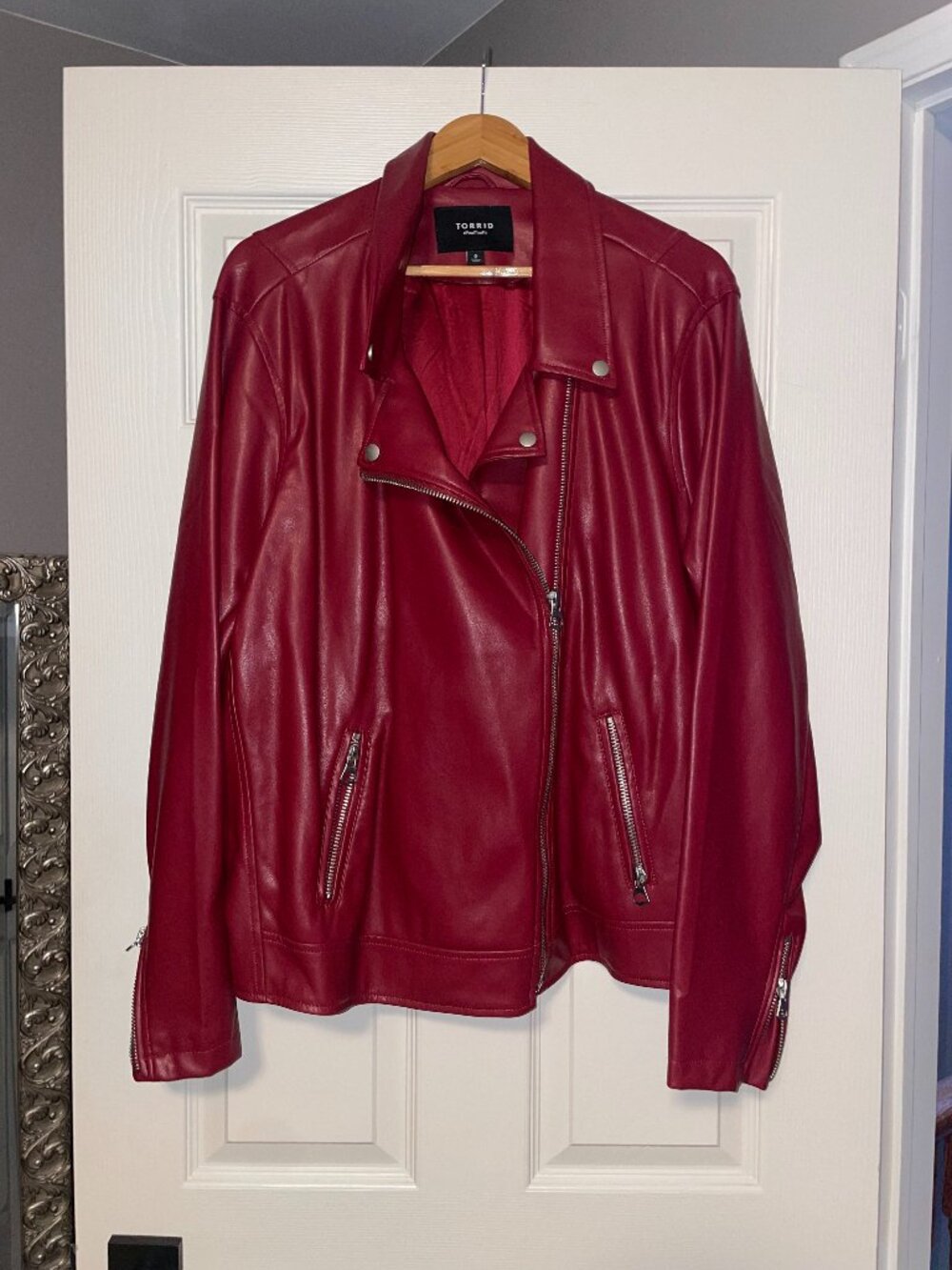 Torrid Deep Red Faux Leather Moto Biker Jacket - Size 5